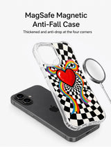 Rainbow ribbon heart phone case side view