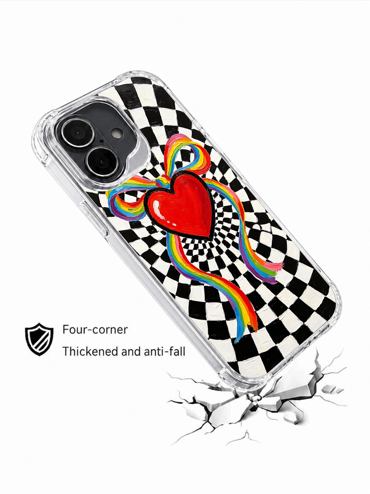 Hand painted ribbon heart case artwork