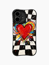 Wild Checker Heart pattern iPhone 16 Plus case