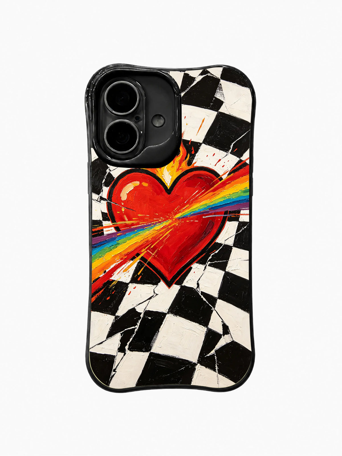 Rainbow Trail Heart pattern iPhone 16 Plus case