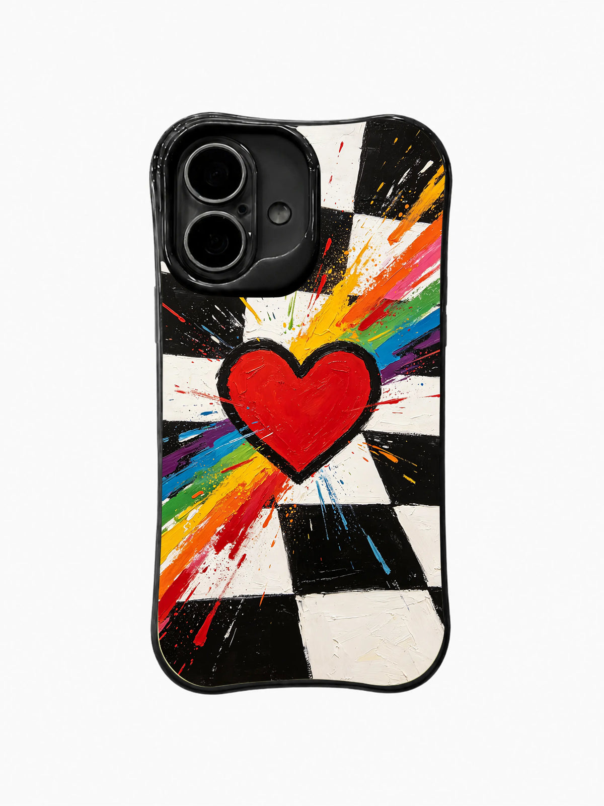 Color Burst Heart pattern iPhone 16 Plus case