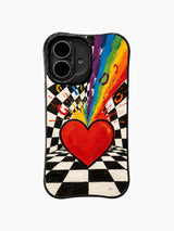 Rising Rainbow Heart pattern iPhone 16 Plus case