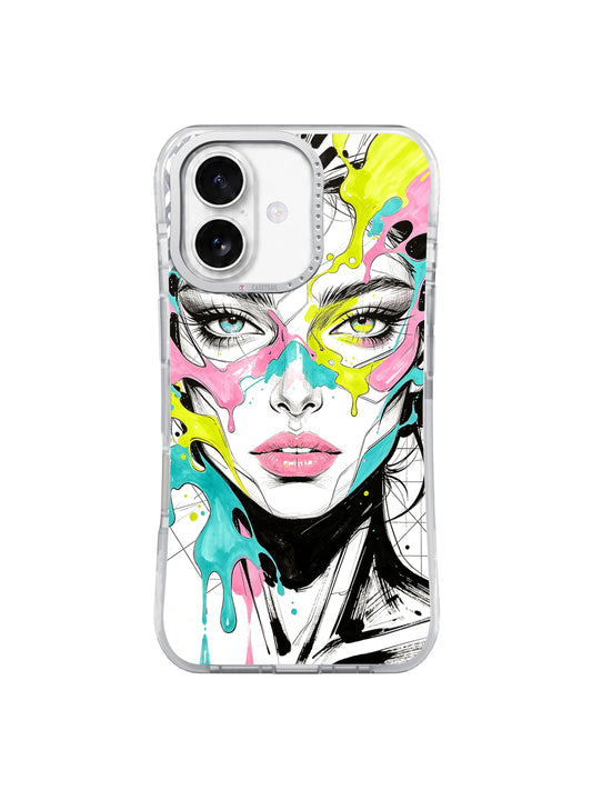 Chromatic Soul colorful abstract portrait iPhone 17 case front view
