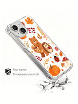Cinnamon Bear Autumn Blessing: Çatlak yüzey çiziminin üzerinde açılı desenli kılıf.
