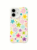 Citrus Starburst Confetti: Colorful stars and radial bursts scatter like confetti.