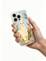 Cloud alpaca botanical phone case hand-held view