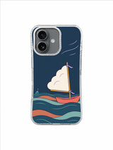 Coral Cloud Sail artwork on an iPhone 17 case by Mila Vardon
