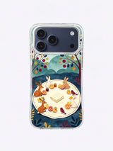Navy Fruit Grove Gathering artwork on an iPhone 17 Pro Max case