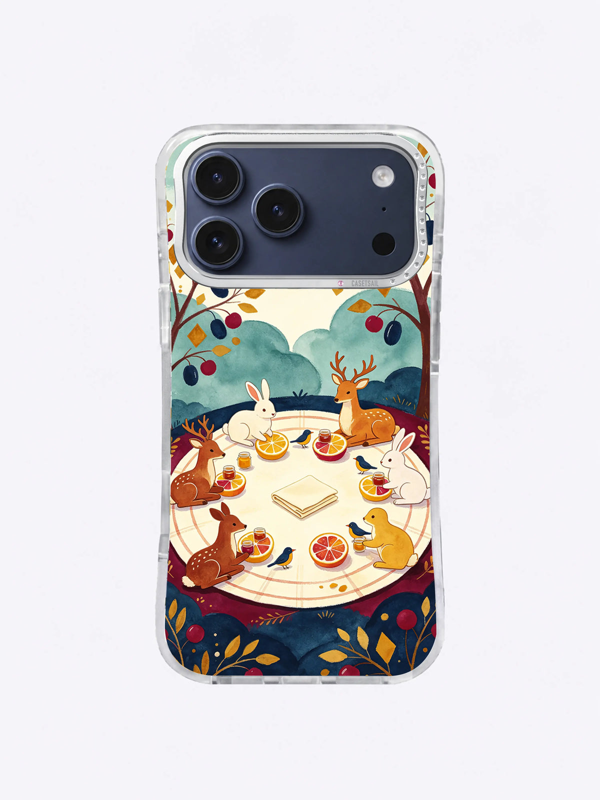 Winter End Sharing Feast artwork on an iPhone 17 Pro Max case