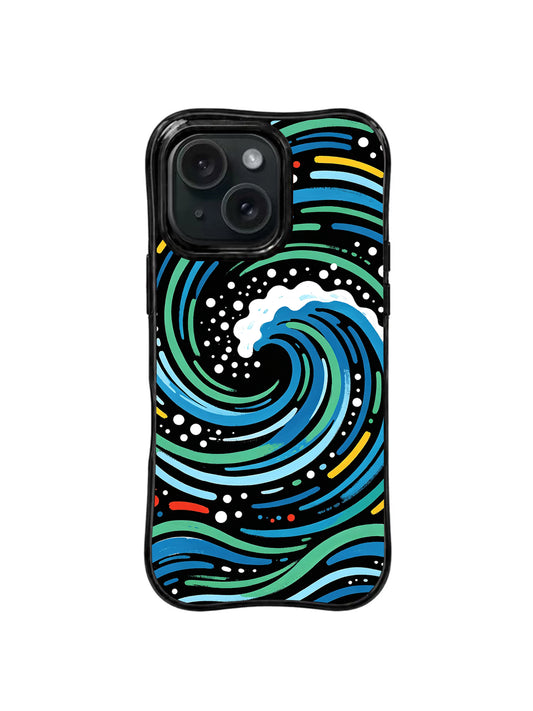 Coastal Signals abstract ocean wave iPhone 15 Pro case front view