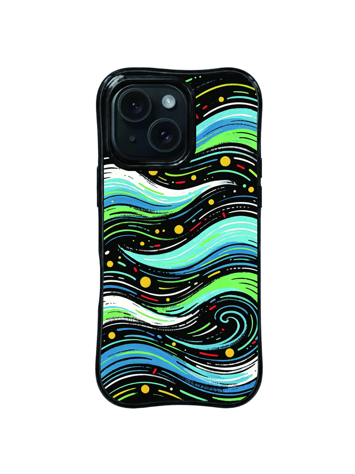 Sea Rhythm abstract blue wave iPhone 15 Pro case