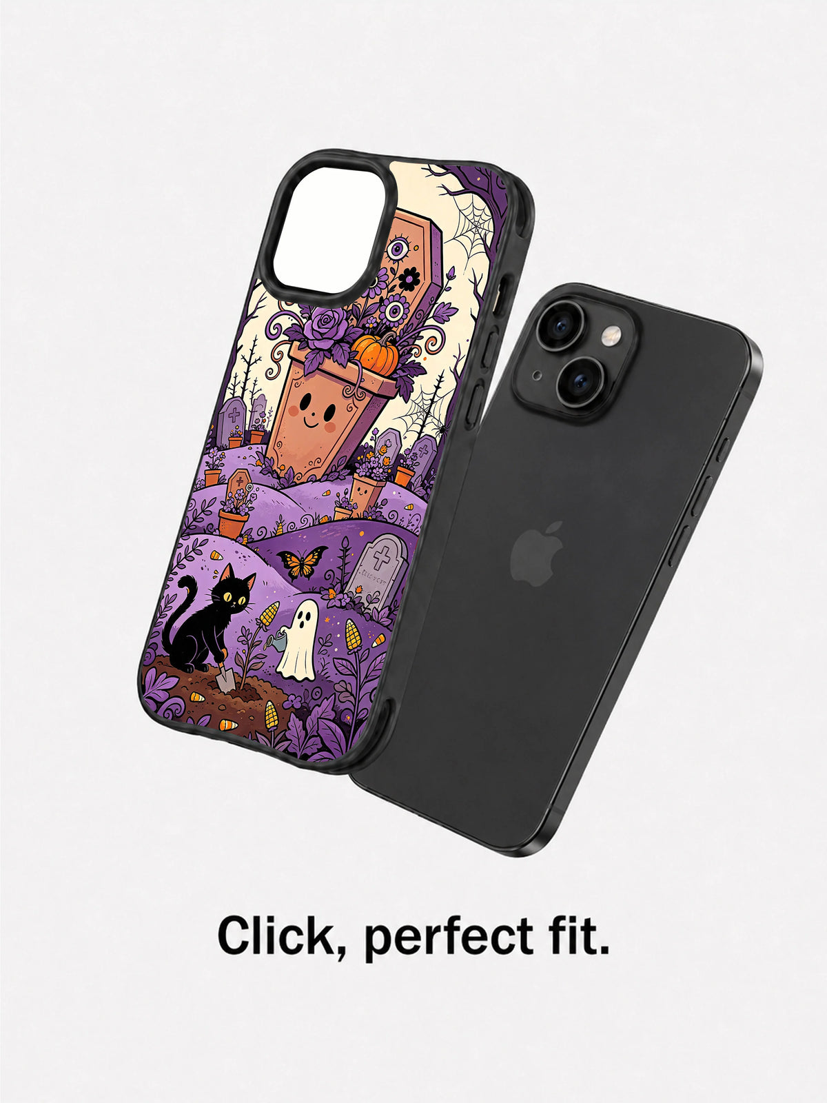 The Coffin Flower Garden iPhone 13 case fit presentation
