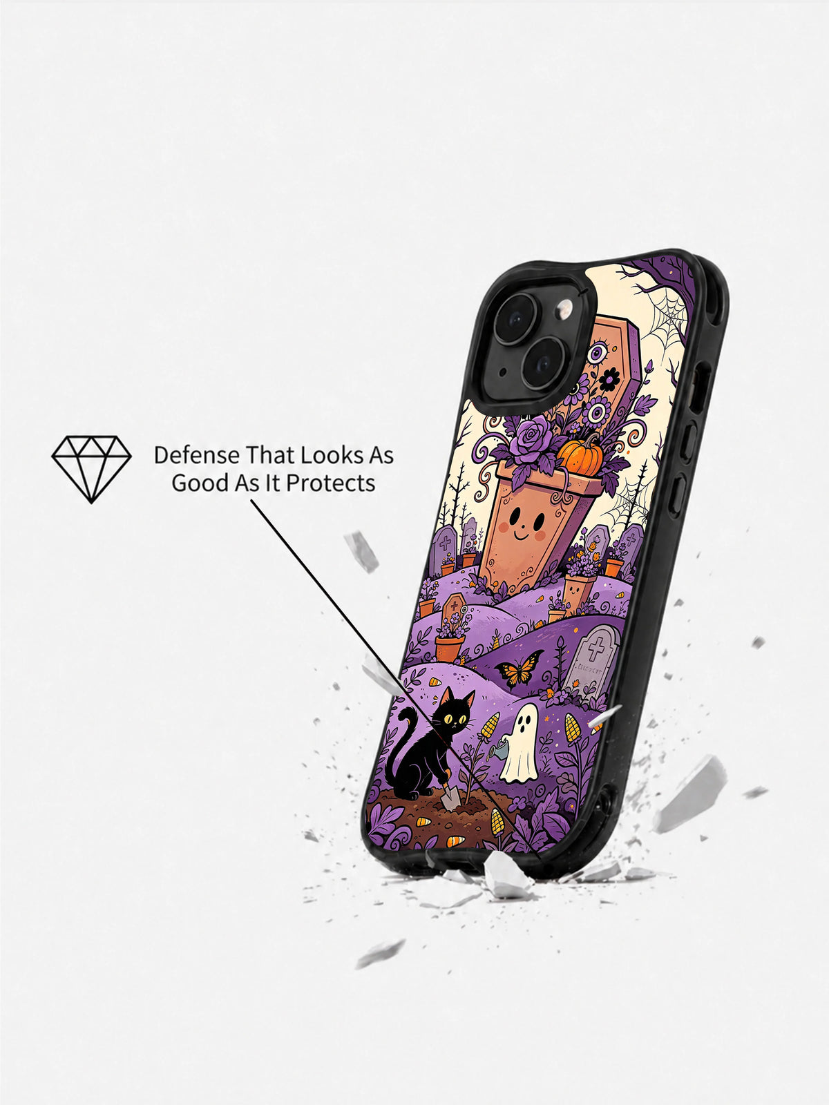 The Coffin Flower Garden iPhone 13 case impact presentation