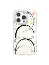 Color Dot Flower Arcs black brush and floral pattern case