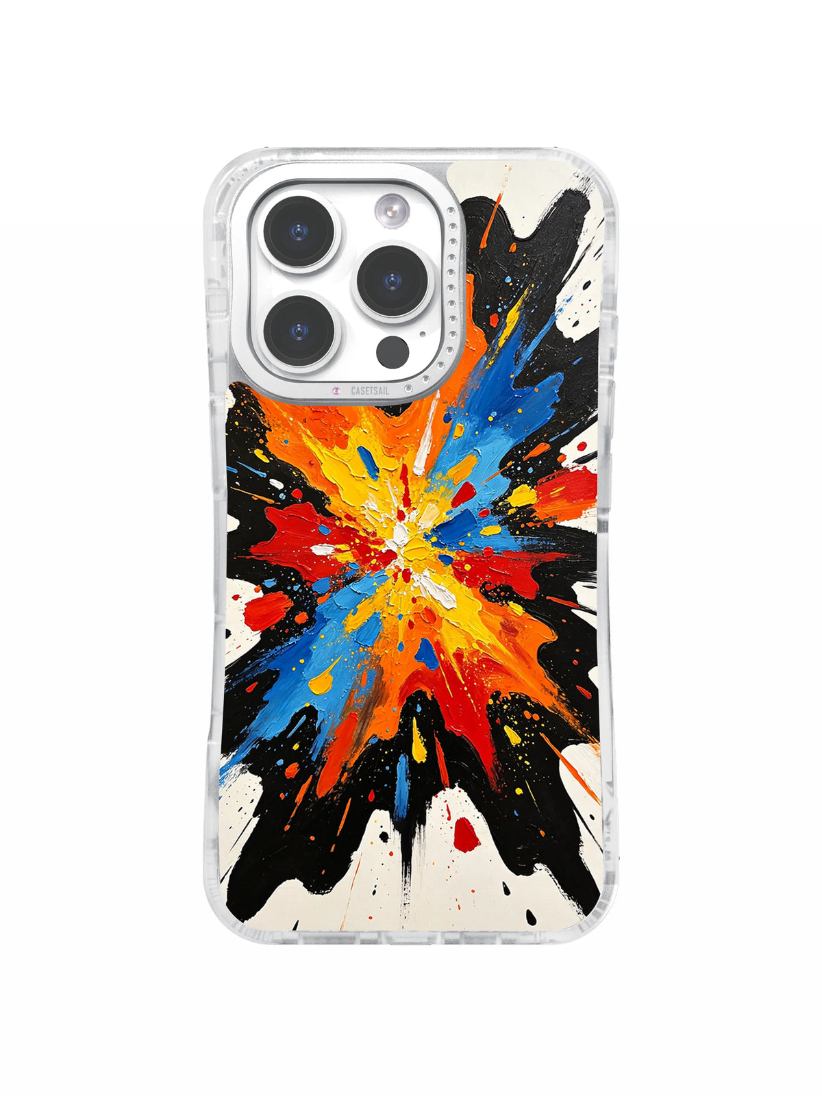 orange blue red abstract splatter iPhone 16 Pro Max case