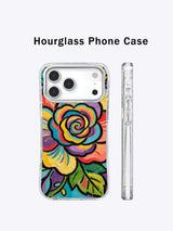 Front and side profile of transparent hourglass Color Garden case