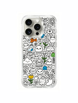 Bright color pop accent black outline doodle iPhone 16 pro Case, museum-grade printed phone casing from PhoneCasing California production facility, stylish art phone cover for creative ladies.