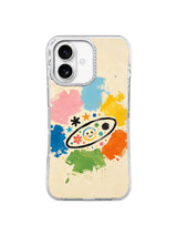 Colorful emotion planet artwork iPhone 16 Pro case with crystal camera frame