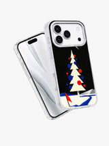 Angled view of the Comet Over Black Velvet artwork on a clear iPhone 17 Pro case
