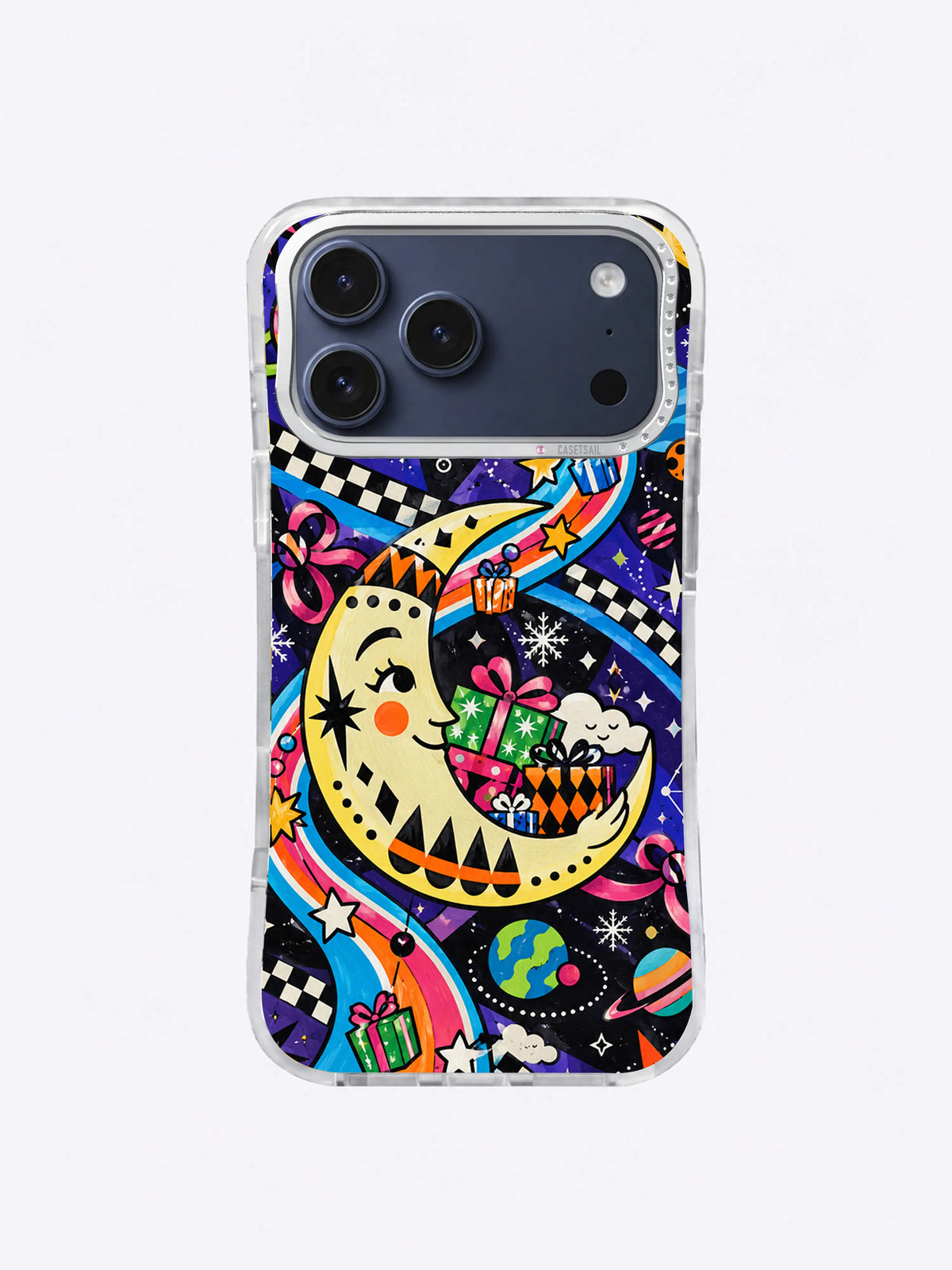 Checkerboard Wish Trail artwork on an iPhone case