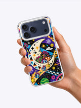 Comet Gift Moon iPhone case shown in hand