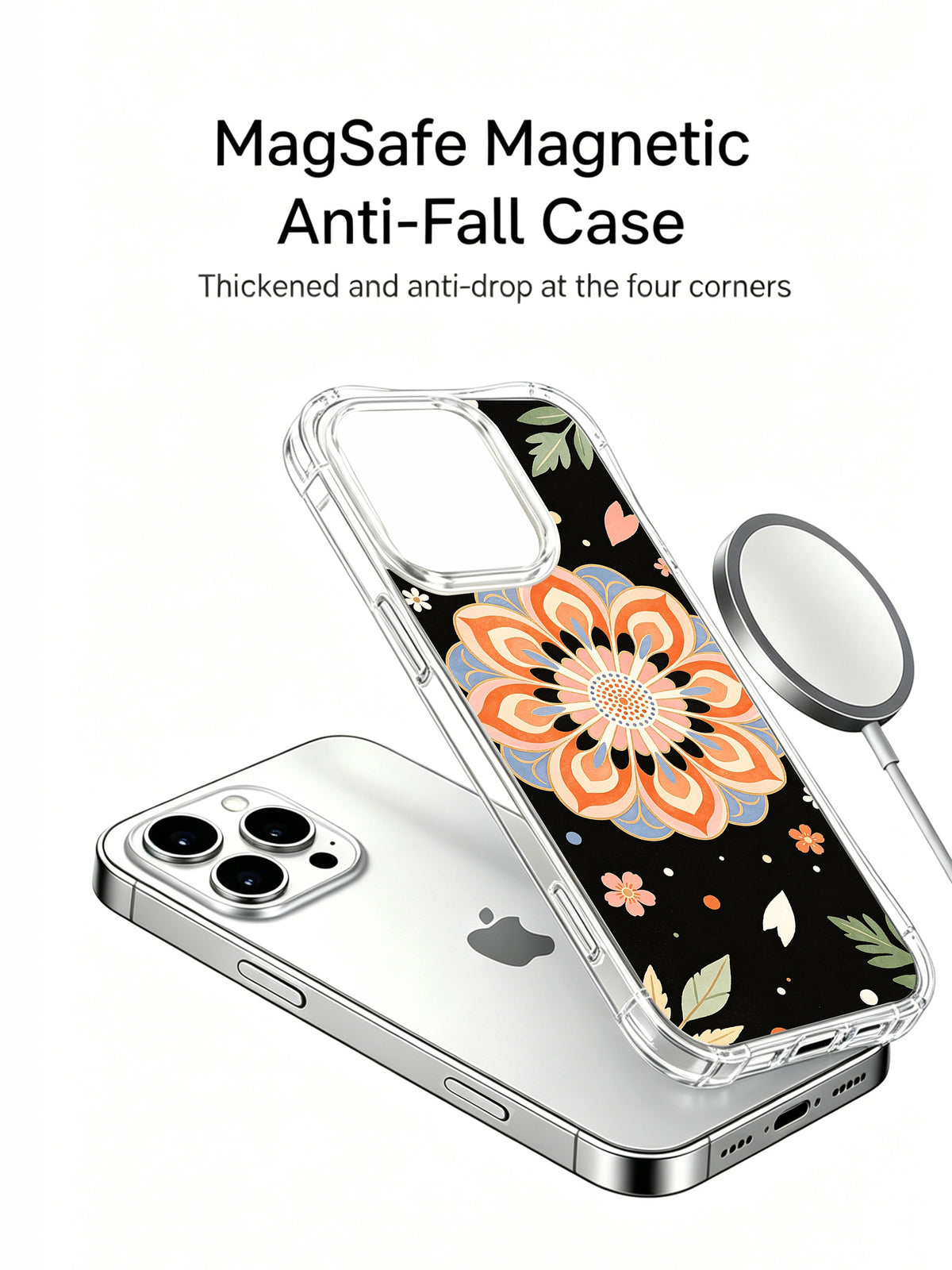 Coral Flower Archive MagSafe iPhone 15 Pro case