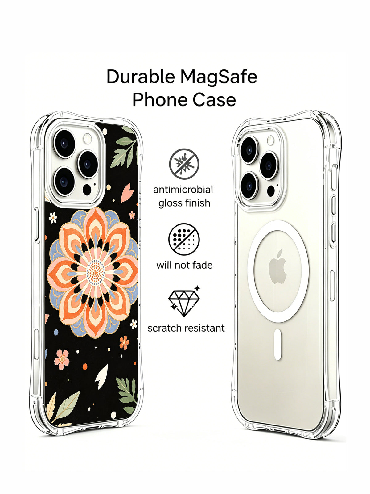 Coral Flower Archive protective iPhone 15 Pro case