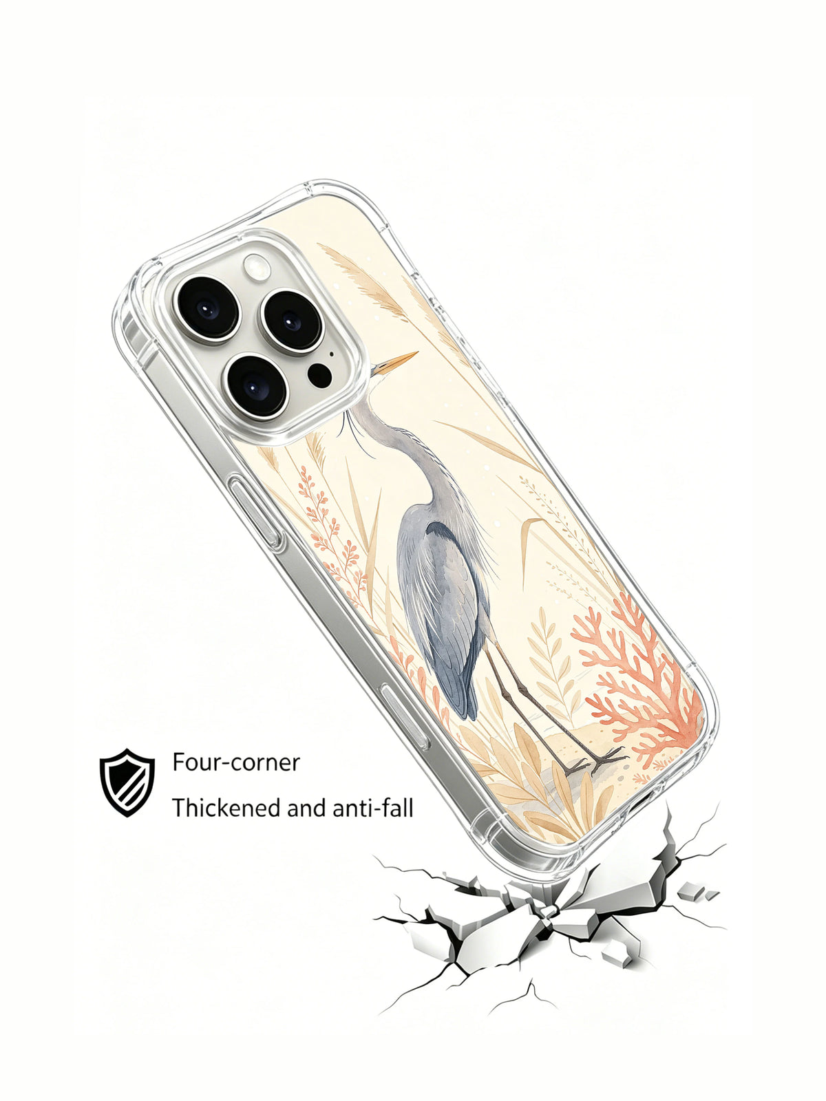 Elowen Fern shoreline heron phone case lifestyle view