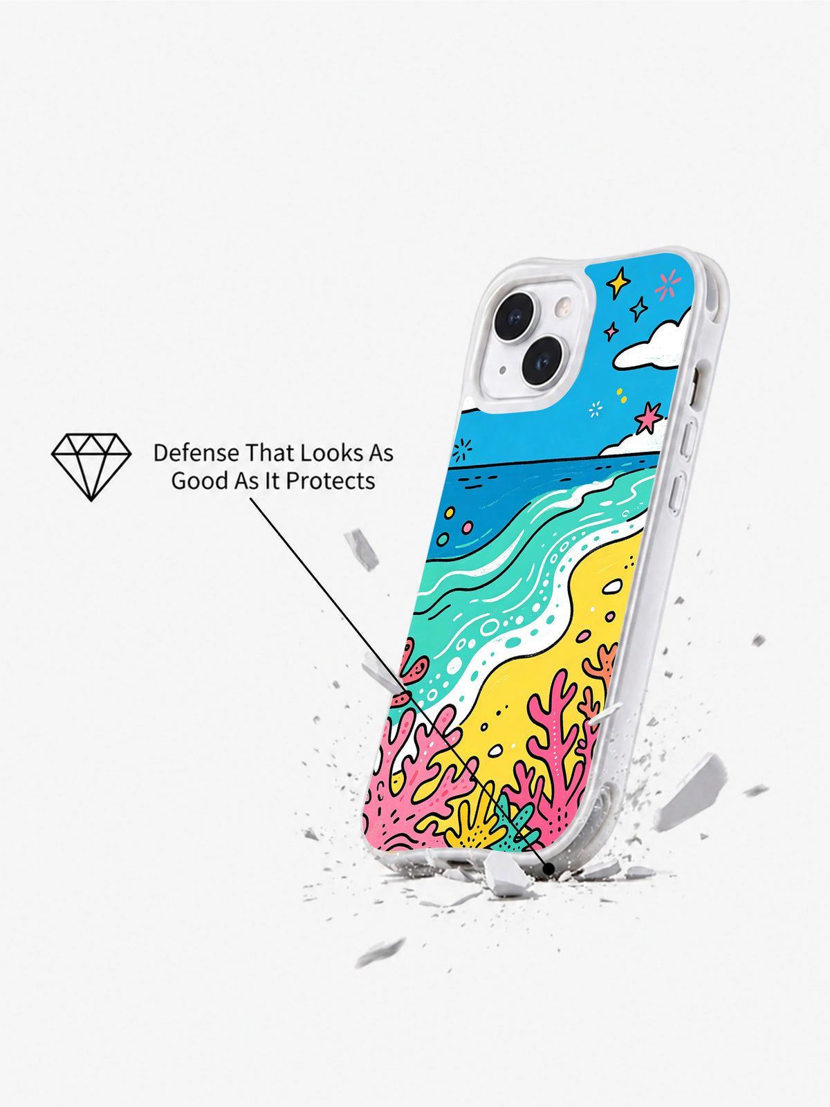 Coral Holiday iPhone 14 case drop protection