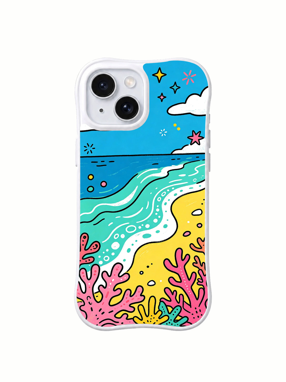 Coral Holiday coastal art iPhone 14 case front
