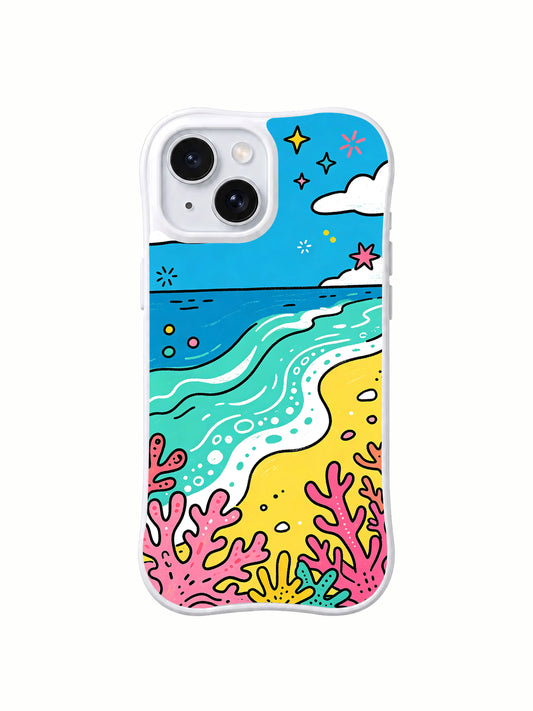 Coral Holiday coastal art iPhone 14 case front