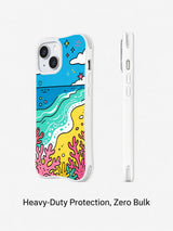 Coral Holiday iPhone 14 case slim side view