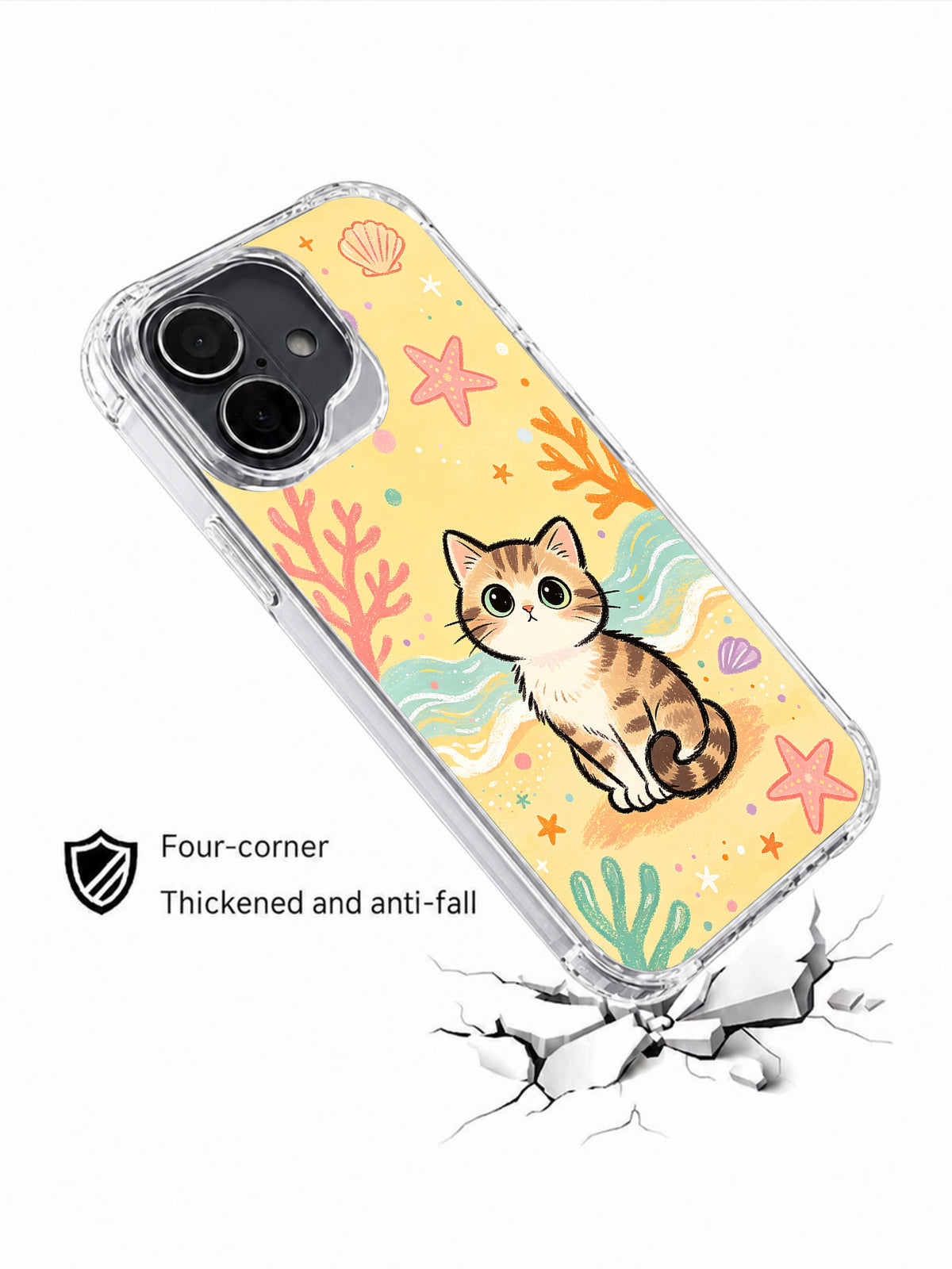 Coral Kitty protective iPhone 16 Plus case