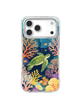Lavender jellyfish rising above a coral garden on an iPhone case