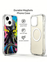 Front and clear back views of the octopus iPhone 15 Plus case