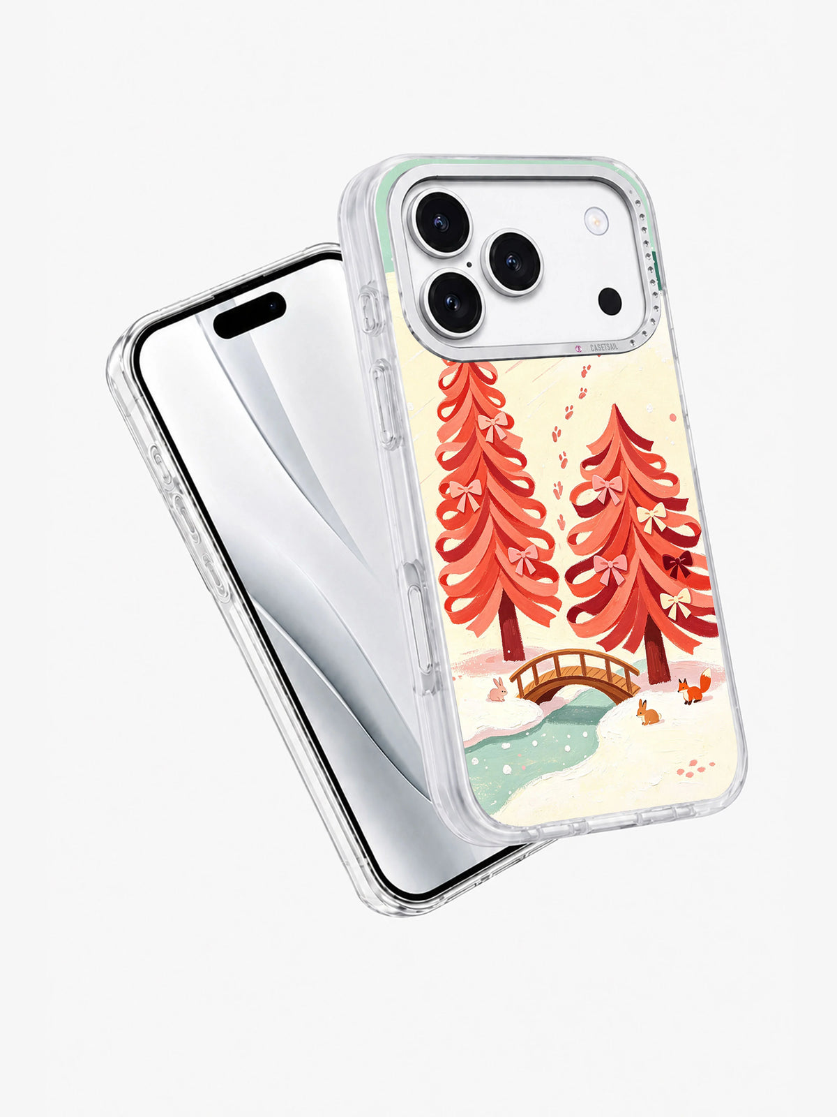 The Coral Ribbon Sisters angled phone case view