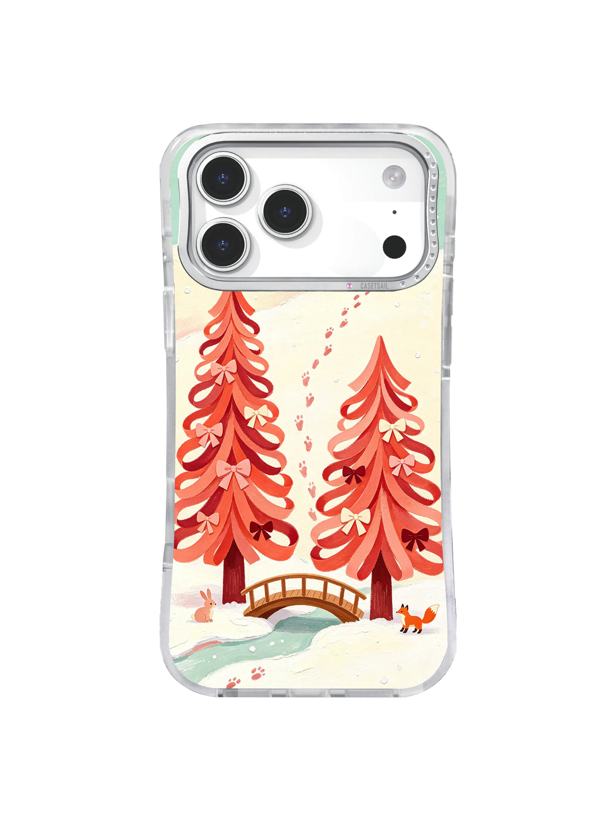 Mint Snow Return Path winter folk art iPhone 17 Pro case
