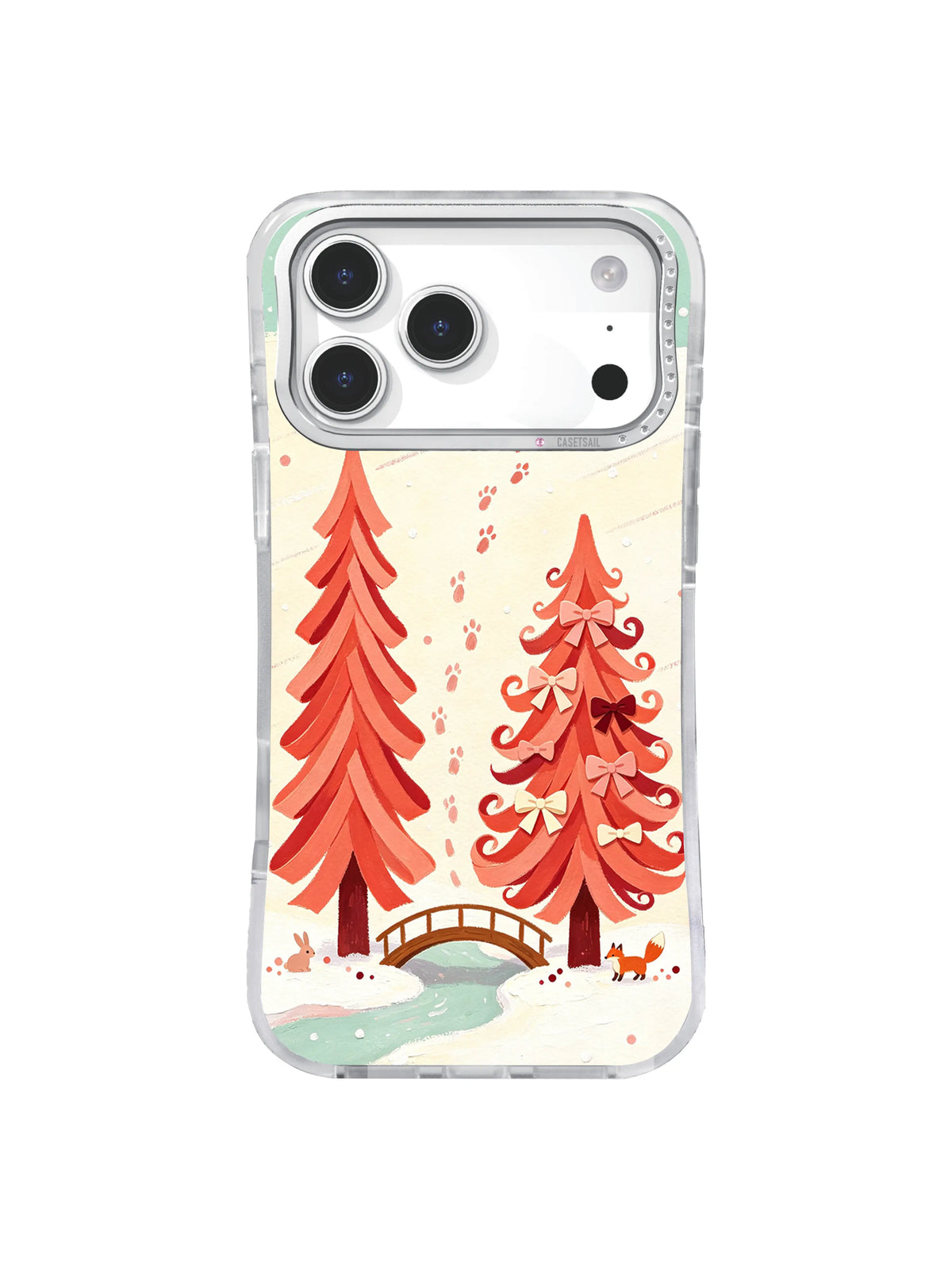 Burgundy Ribbon Guardians winter folk art iPhone 17 Pro case