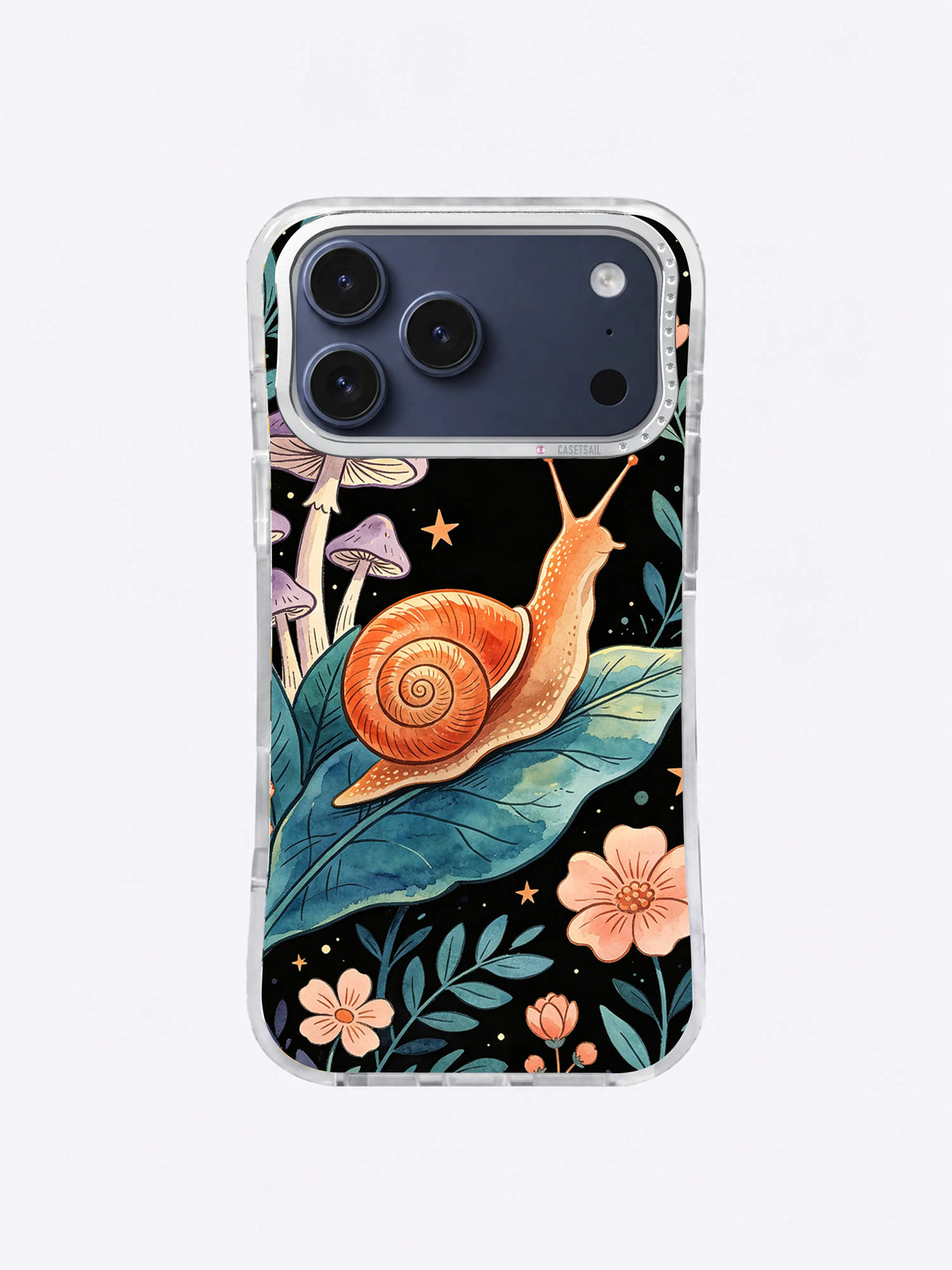 Coral Snail Moon Garden iPhone case, Spiral Shell Moonpath pattern