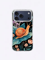 Coral Snail Moon Garden iPhone case, Mushroom Canopy Snail pattern