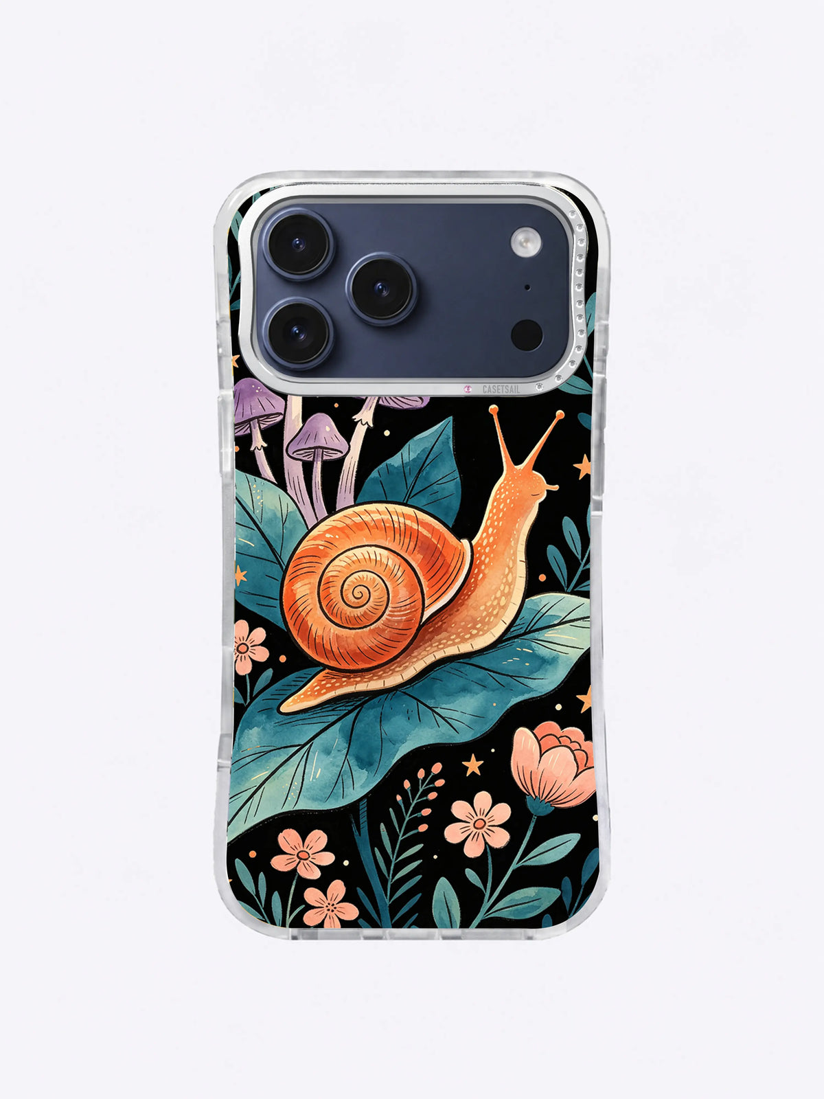 Coral Snail Moon Garden iPhone case, Mushroom Canopy Snail pattern