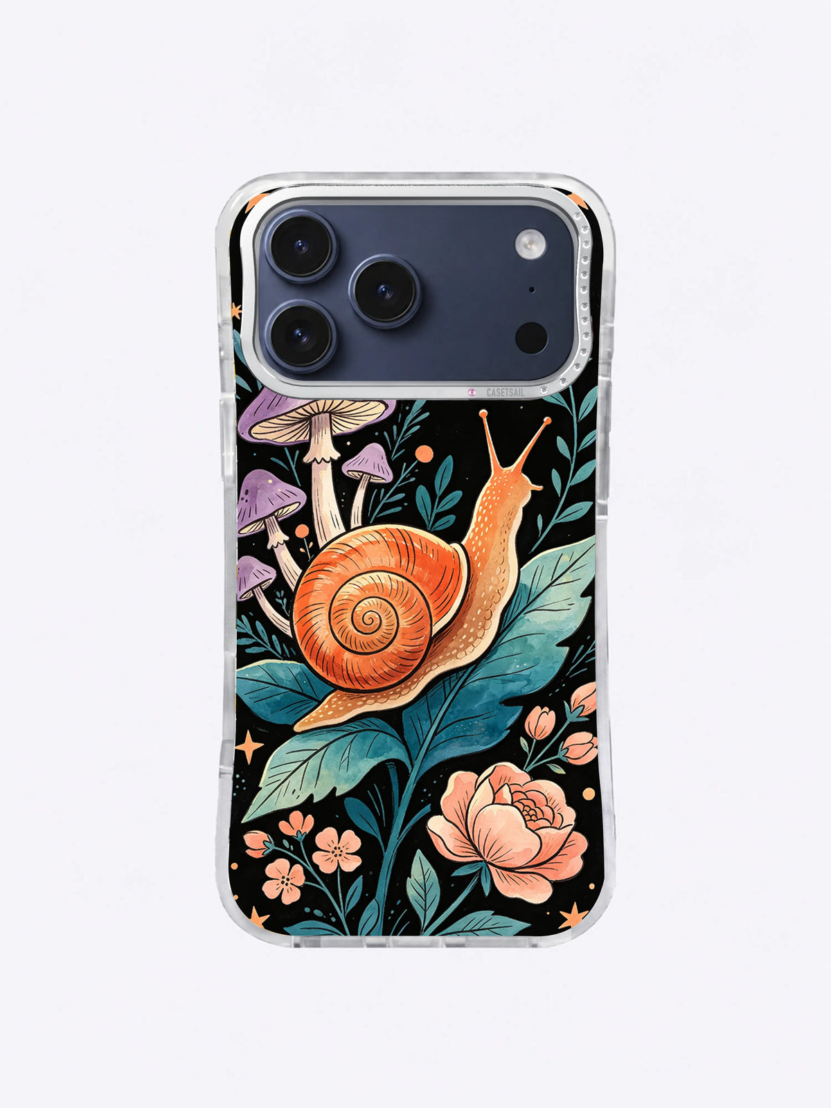 Coral Snail Moon Garden iPhone case, Rose Bloom Snail Crossing pattern