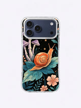 Coral Snail Moon Garden iPhone case, Lavender Mushroom Garden pattern