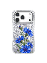 Front view of the Cornflower Zigzag transparent iPhone 17 Pro case