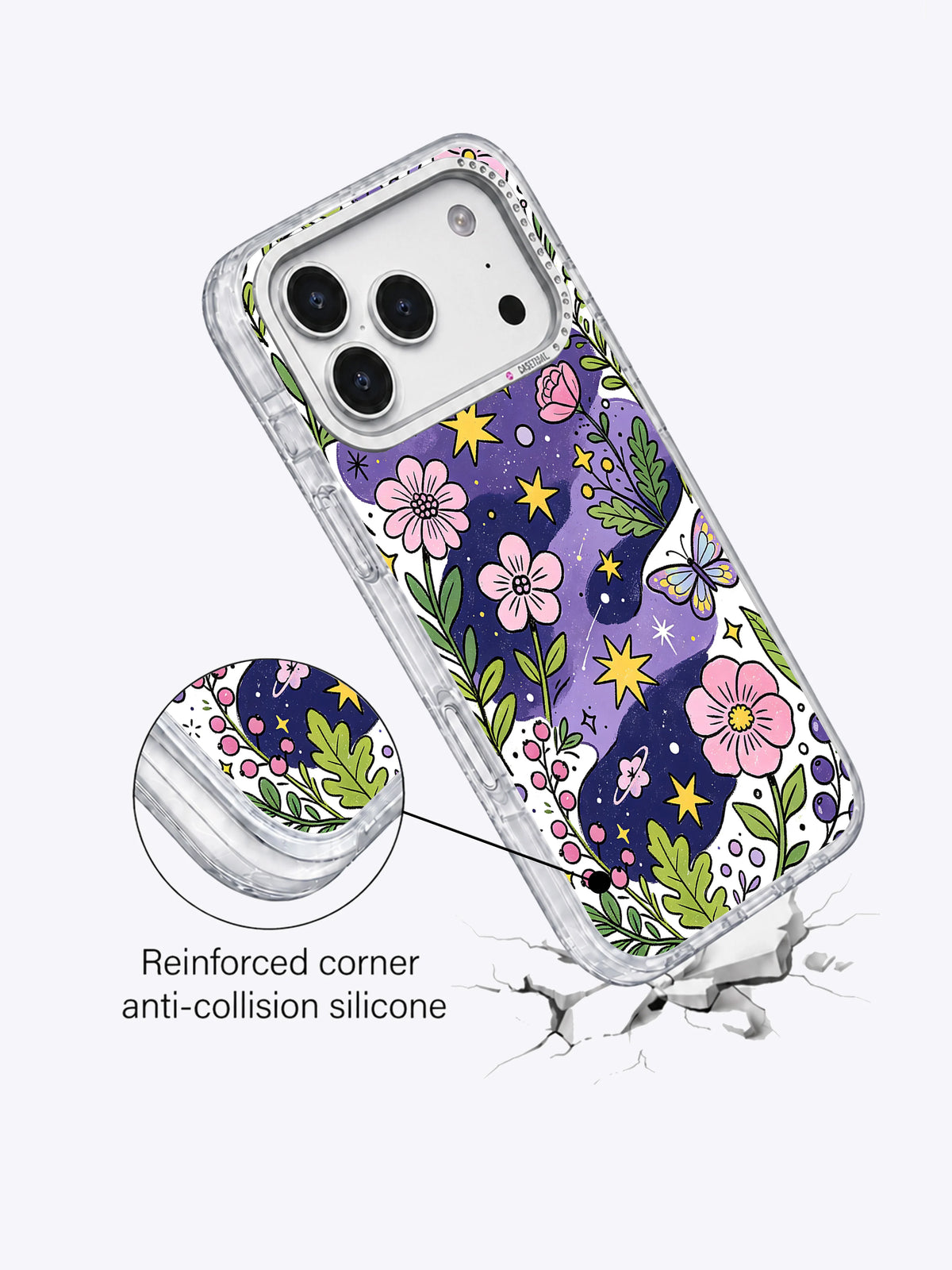 Cosmic Flower Parade rhinestone camera frame detail