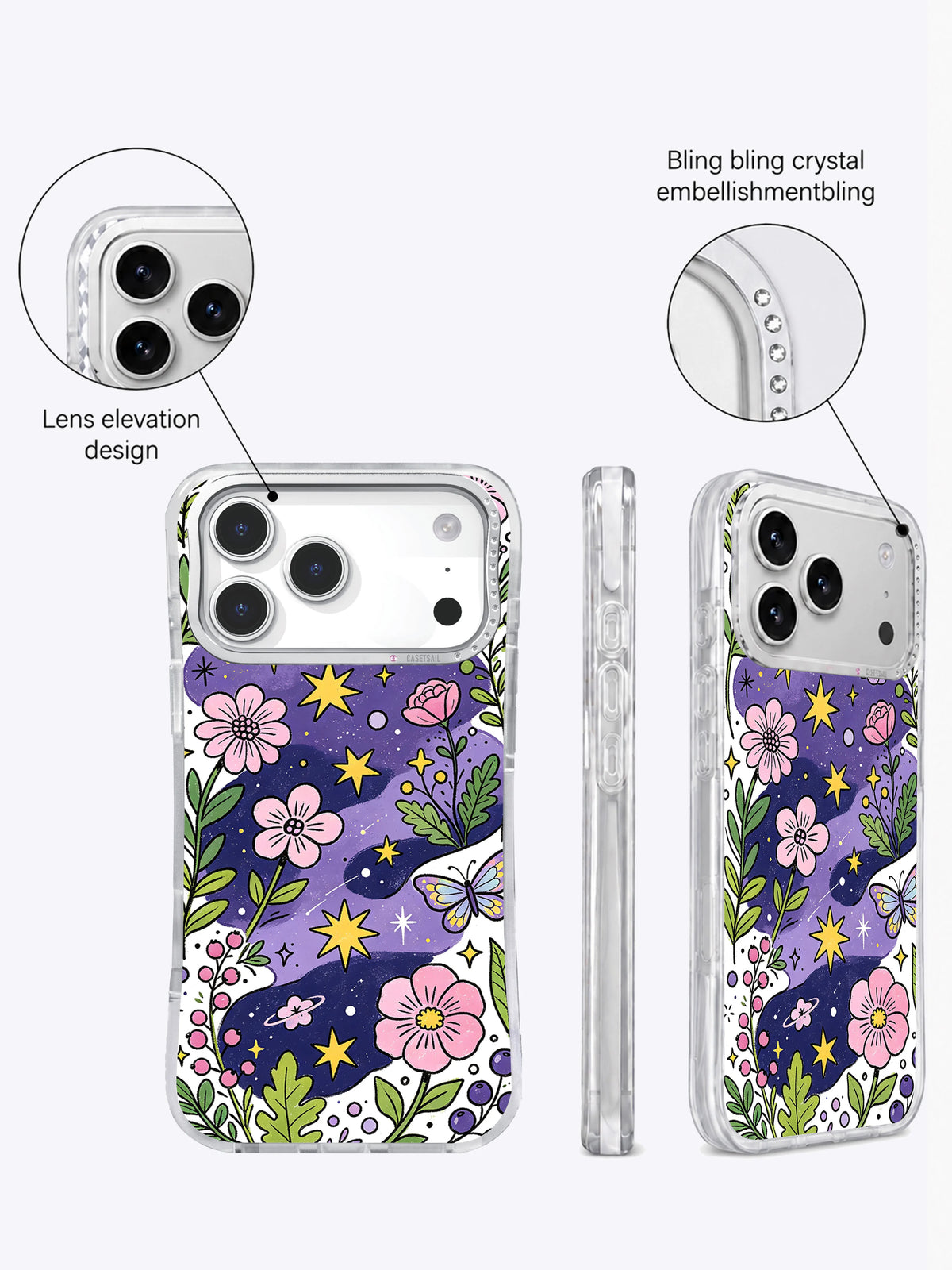 Cosmic Flower Parade iPhone 17 Pro Max case artwork detail