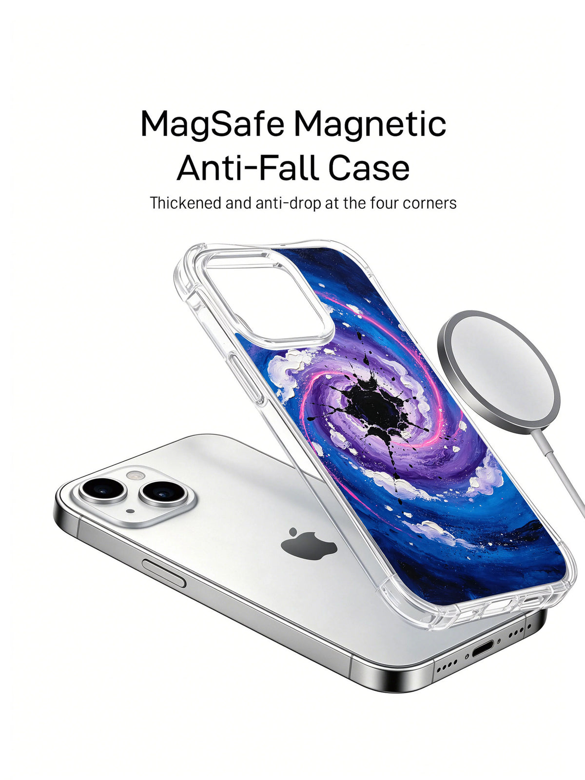 Violet Event Horizon iPhone 15 Plus case camera-area view