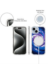 Violet Event Horizon galaxy art iPhone 15 Plus case lifestyle view