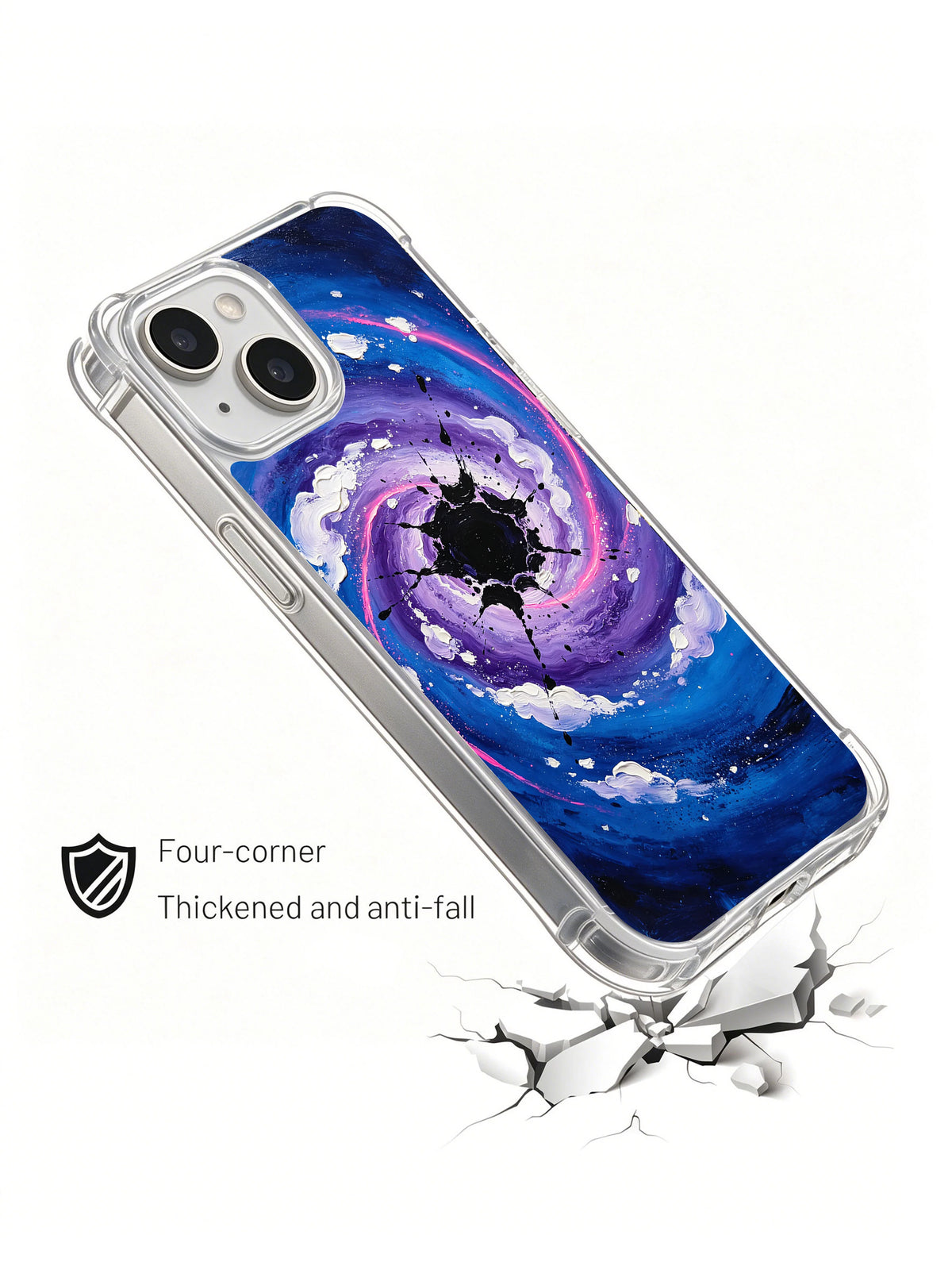 Violet Event Horizon celestial iPhone 15 Plus case side view