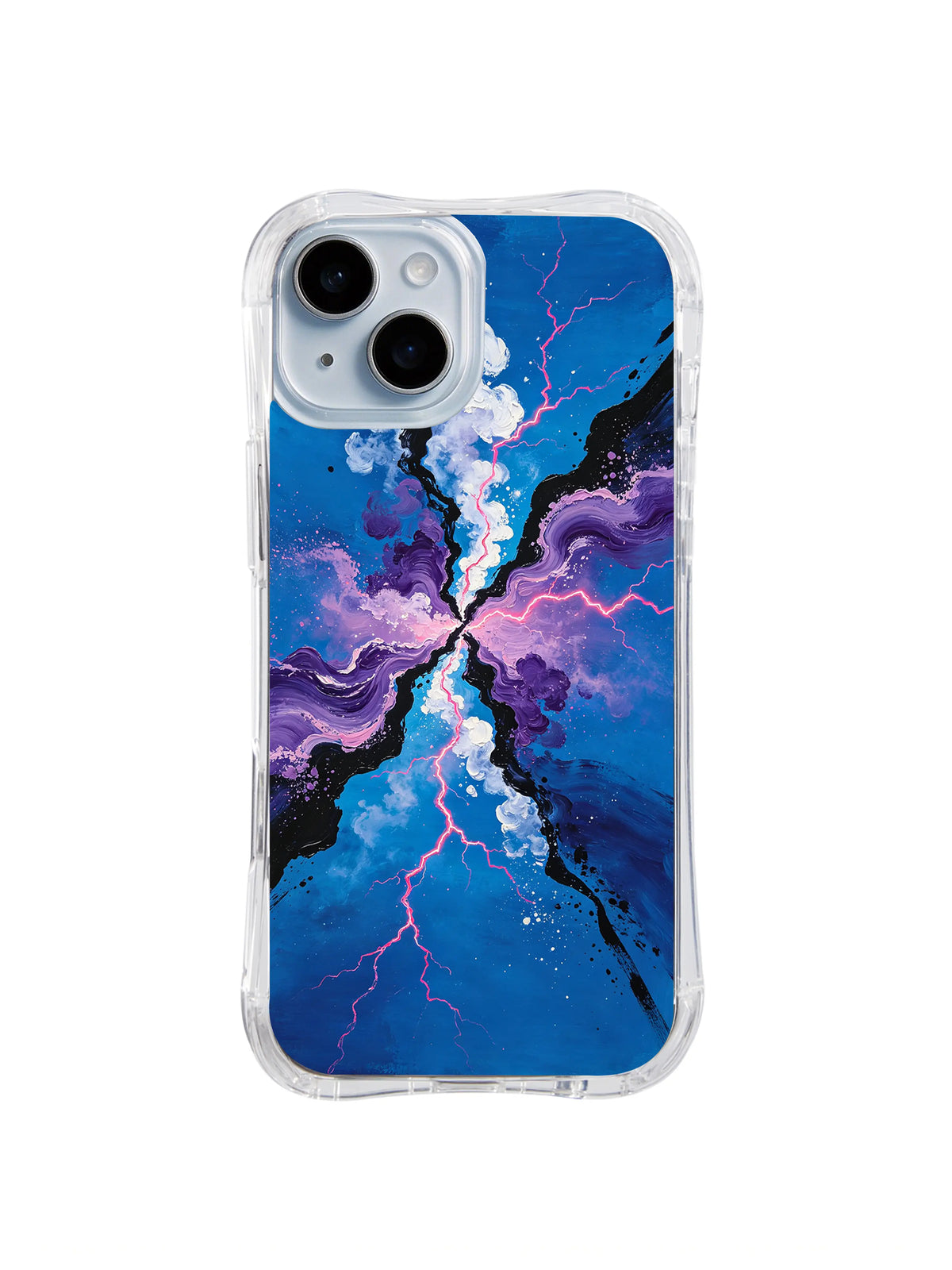 Magenta Lightning Rift cosmic art iPhone 15 Plus case